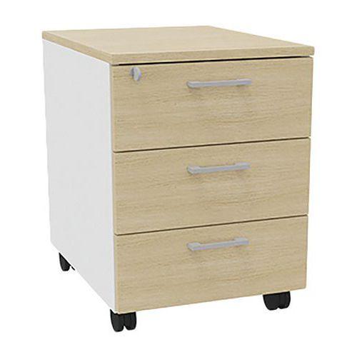Caisson mobile bois 3 tiroirs rangement blanc/chêne thumbnail image 1