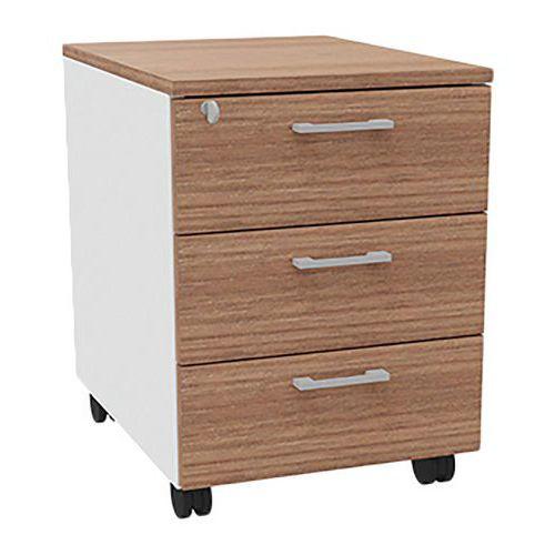 Caisson mobile bois 3 tiroirs rangement blanc/noyer thumbnail image 1