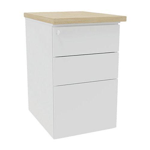 Caisson haut. bureau métal prof. 60 cm blanc/top chêne thumbnail image 1