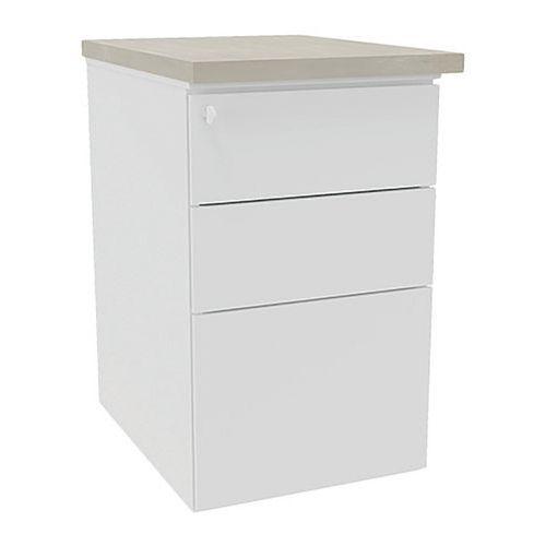 Caisson haut. bureau métal prof. 60 cm blanc/top béton thumbnail image 1