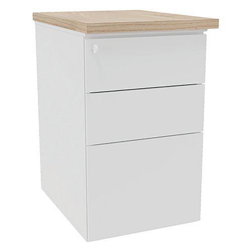 Caisson haut. bureau métal prof. 60 cm blanc/top orme thumbnail image 1