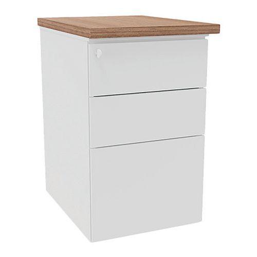 Caisson haut. bureau métal prof. 60 cm blanc/top noyer thumbnail image 1