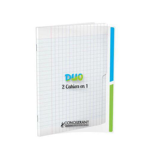 Cahier duo 2 en 1 polypropylène 96 pages 90g 17x22 cm - Conquerant fullname image