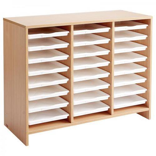 Illustration de : Meuble bas 24 plateaux blancs teinte hêtre - Nathan