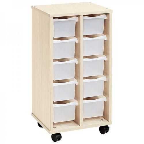 Illustration de : Colonne basse 10 petits bacs incolores teinte bouleau - Nathan