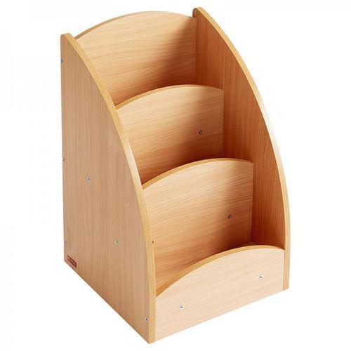 Illustration de : Bac livres présentoir roulettes 3 compartiments teinte hêtre - Nathan