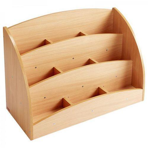 Bac à livres présentoir à roulettes 9 compartiments - Teinte hêtre thumbnail image 1