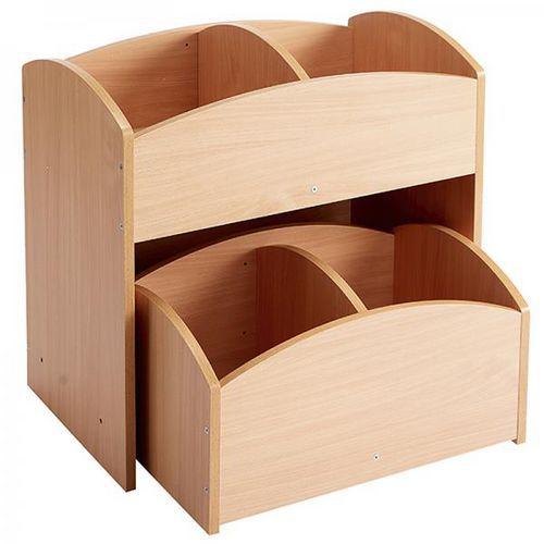 Illustration de : Ensemble 2 bacs livres avec 2 cases haut 2 cases bas bouleau - Nathan