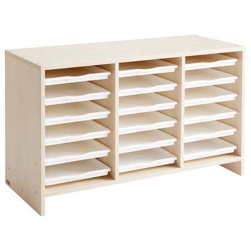Meuble bas 18 plateaux blancs - Teinte Bouleau thumbnail image 1