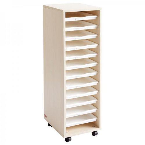 Colonne haute MobiNathan 12 plateaux blancs - Teinte bouleau thumbnail image 1