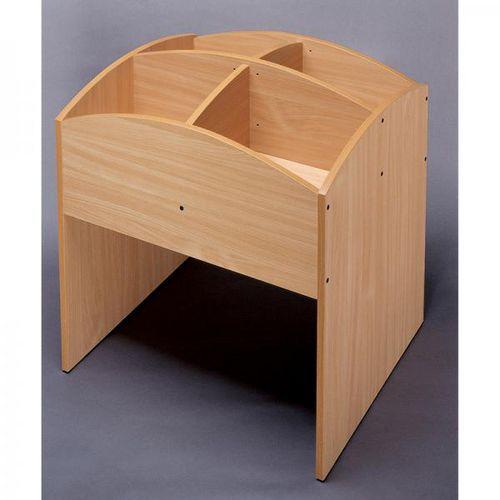 Illustration de : Bac à livres 4 cases haut teinte hêtre - Nathan