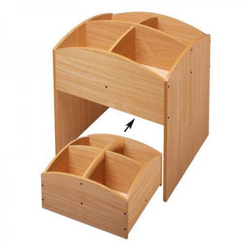 Illustration de : 2 bacs à livres 4 cases haut et bas hêtre offre spéciale - Nathan
