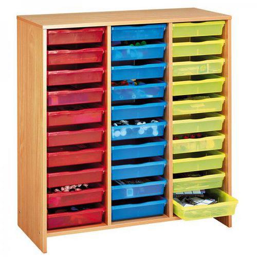 Illustration de : Meuble haut 30 bacs multicolores - Nathan