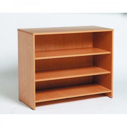 Illustration de : Meuble bas à étagères teinte hêtre - Nathan
