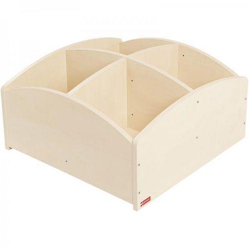 Illustration de : Bac à livres 4 cases bas teinte bouleau - Nathan