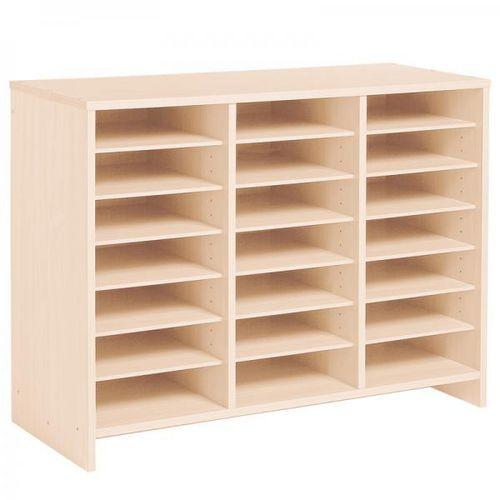 Illustration de : Meuble bas 21 cases teinte bouleau - Nathan