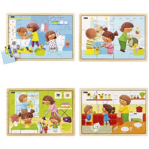 Illustration de : Lot de 4 puzzles en bois - Tout propre ! - Nathan