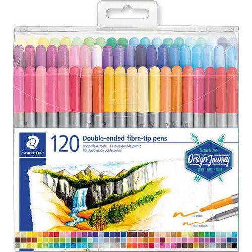 Illustration de : Poch 120 feutres double pointe assortis design journey - Staedtler