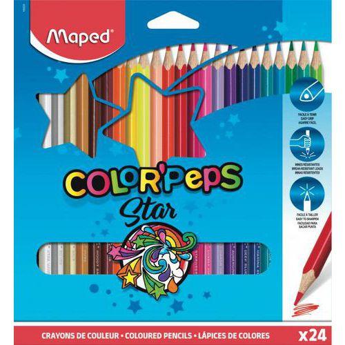 Illustration de : Etui 24 crayons de couleurs bois color peps star assorties - Maped