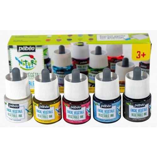 Set 5 flacons encre à dessiner végétale avec pipette 45 ml thumbnail image 1