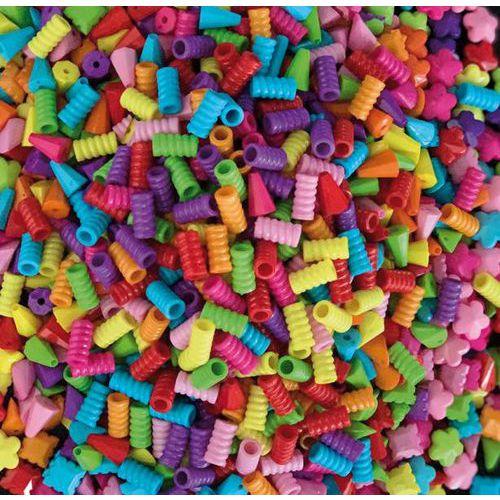 Seau 600 perles plastique tubes striées couleurs assorties fullname image