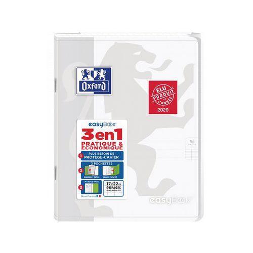 OXFORD Cahier EasyBook 17x22cm Grands Carreaux Seyès 96 Pages Agrafées Couverture Polypro Incolore thumbnail image 1