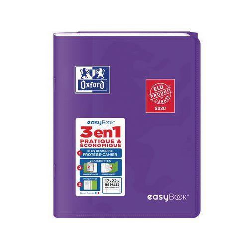 OXFORD Cahier EasyBook 17x22cm Grands Carreaux Seyès 96 Pages Agrafées Couverture Polypro Violet thumbnail image 1