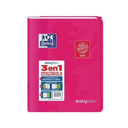 OXFORD Cahier EasyBook 17x22cm Grands Carreaux Seyès 96 Pages Agrafées Couverture Polypro Rose thumbnail image 1