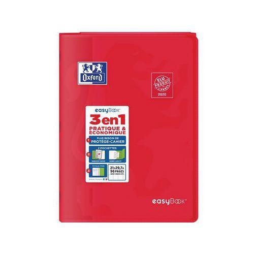 OXFORD Cahier EasyBook A4 Grands Carreaux Seyès 96 Pages Agrafées Couverture Polypro Rouge thumbnail image 1