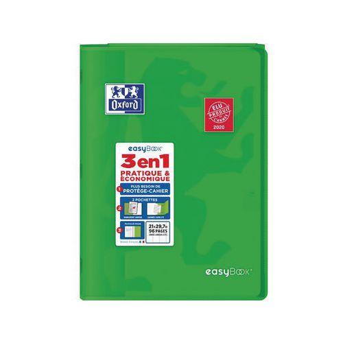 OXFORD Cahier EasyBook A4 Grands Carreaux Seyès 96 Pages Agrafées Couverture Polypro Vert thumbnail image 1