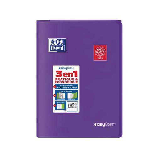 OXFORD Cahier EasyBook A4 Grands Carreaux Seyès 96 Pages Agrafées Couverture Polypro Violet thumbnail image 1