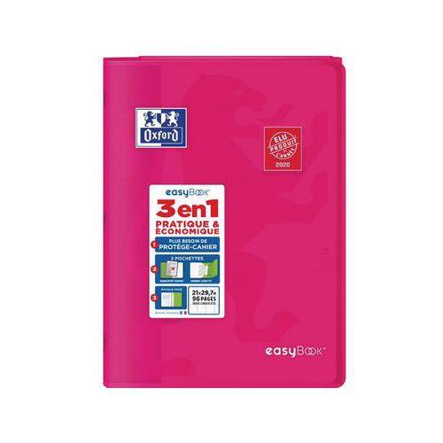 OXFORD Cahier EasyBook A4 Grands Carreaux Seyès 96 Pages Agrafées Couverture Polypro Rose thumbnail image 1