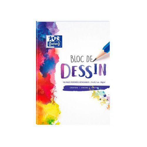 Bloc-notes dessin A4 Oxford Réglure Unie Blanche 100 Pages Collé Côté Couverture Colorée thumbnail image 1