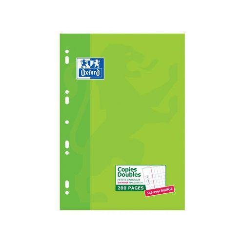 OXFORD Copies Doubles A4 Petits Carreaux 5mm Margés 200 Pages Etui Carte Vert thumbnail image 1