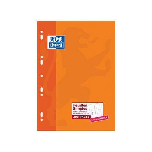 OXFORD Feuilles Simples A4 Petits Carreaux 5mm Margés 200 Pages Etui Carte Orange thumbnail image 1