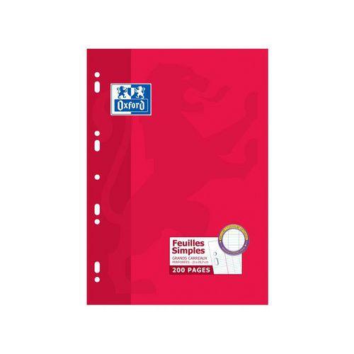 OXFORD Feuilles Simples A4 Grands Carreaux Seyès 200 Pages Etui Carte Rouge thumbnail image 1