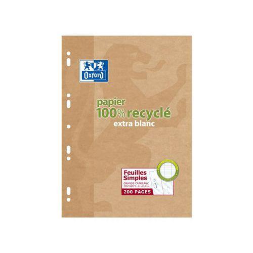 OXFORD Feuilles Simples A4 Grands Carreaux Seyès 200 Pages Recyclées Etui Cartonné Beige thumbnail image 1