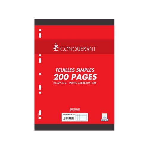 CONQUERANT Feuilles Simples A4 Petits Carreaux 5mm 200 Pages Sous Film Blanches thumbnail image 1