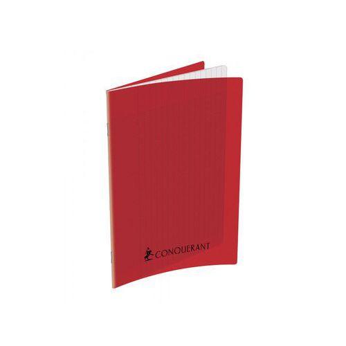 CONQUERANT Cahier Classique 17x22cm Grands Carreaux Seyès 192 Pages Agrafées Couverture Polypro Rouge thumbnail image 1