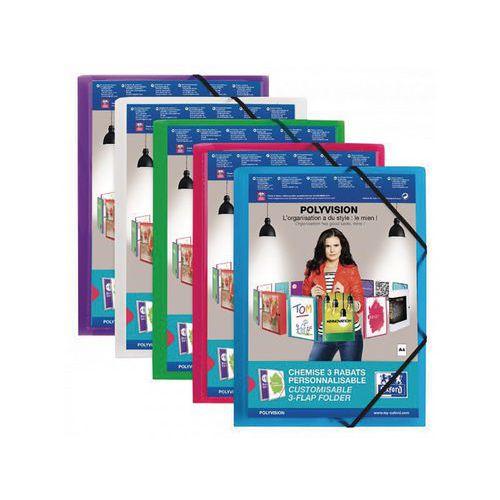 Illustration de : Chemise 3 rabats élastique A4 polypropylène translucide - Oxford