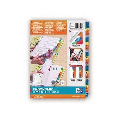 Illustration de : Jeu 31 intercalaires numériques A4XL blanc carte 170g - Oxford