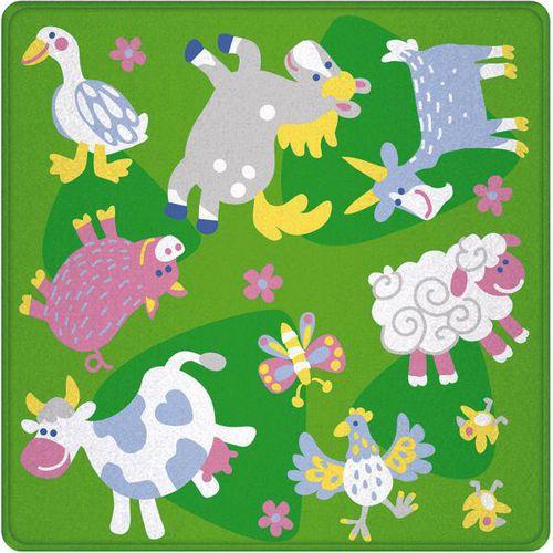Illustration de : Le tapis des animaux de la ferme 200 x 200 cm