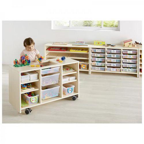 Illustration de : Meuble d'activités 15 bacs teinte bouleau - Nathan