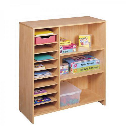 Illustration de : Meuble haut à cases et à étagères teinte hêtre - Nathan