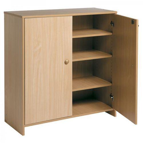 Illustration de : Meuble haut à portes teinte hêtre - Nathan