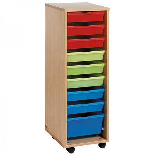 Illustration de : Colonne haute teinte hêtre à bacs multicolores Nathan