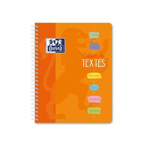 Illustration de : Cahier de textes carte 148 pages spirale 17x22 seyes couleurs - Oxford