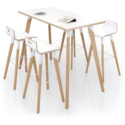 Table haute à plateau stratifié 160x80 H110 cm blanc thumbnail image 1