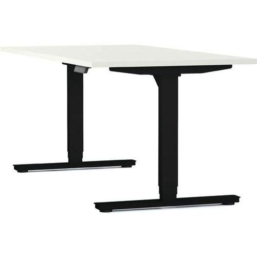 Bureau motorisé L180xP80 cm ép.25 mm blanc/noir thumbnail image 1