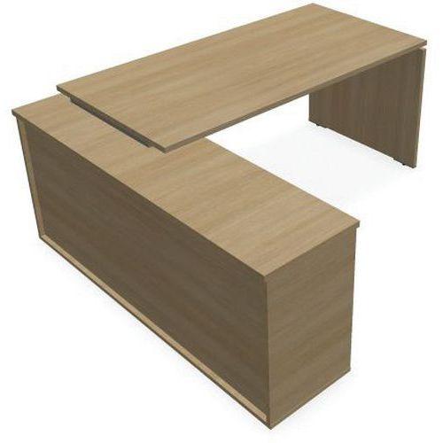 Illustration de : Bureau de direction avec retour porteur en mélaminé Moka - Eol